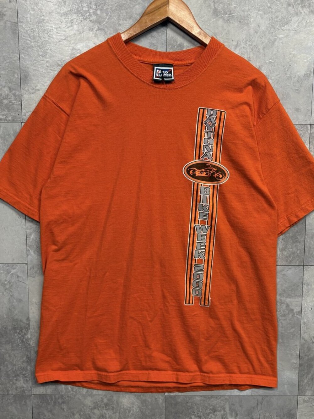 Pro Player Daytona Bike Week 2000 T Shirt Men's L Orange Eagle Vintage Biker